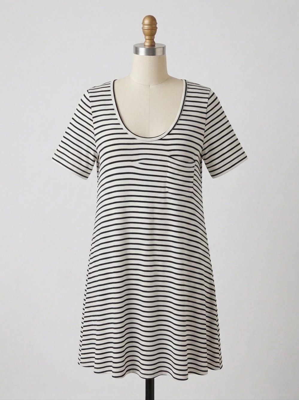 American Eagle Outfitters Black & White Striped Scoop Neck T-Shirt Dress